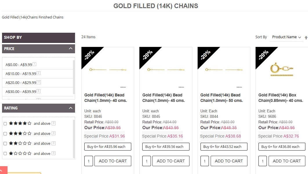 Buy Gold Filled Chains Online | Gold Filled Chains in Australia