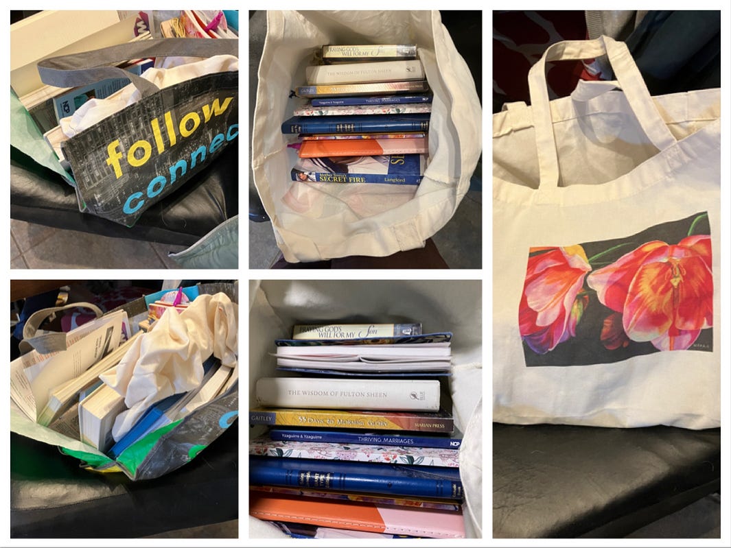 My photo of switching my daily devotionals into a new bag