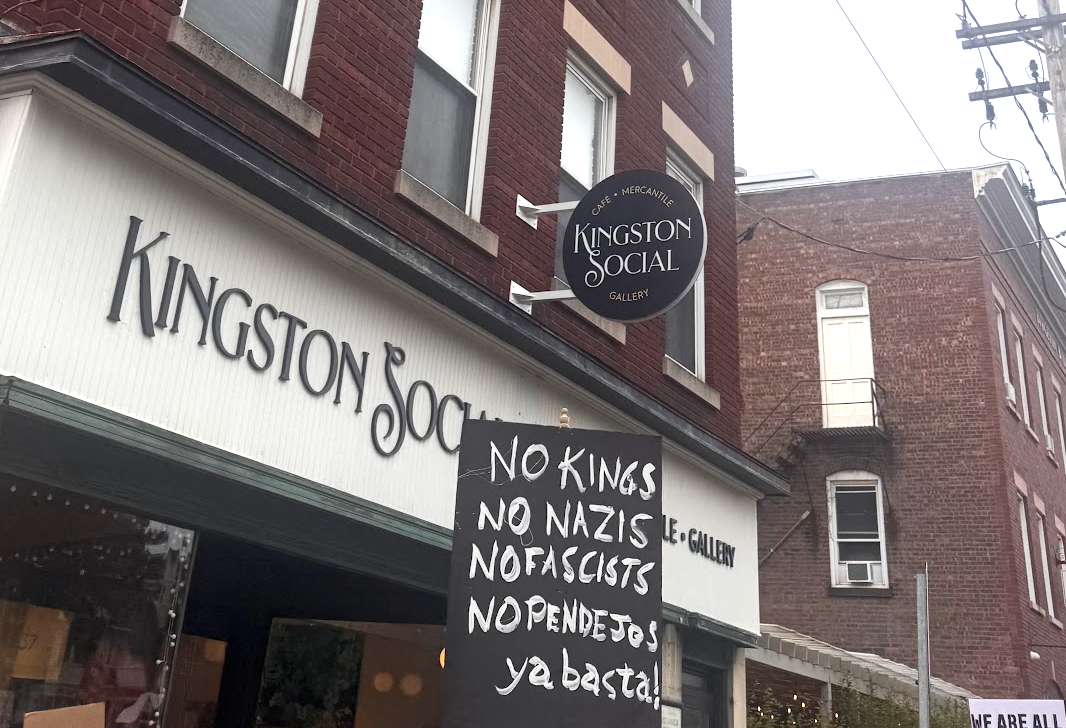 We would have peeled off of the march here for coffee, but it was already packed.