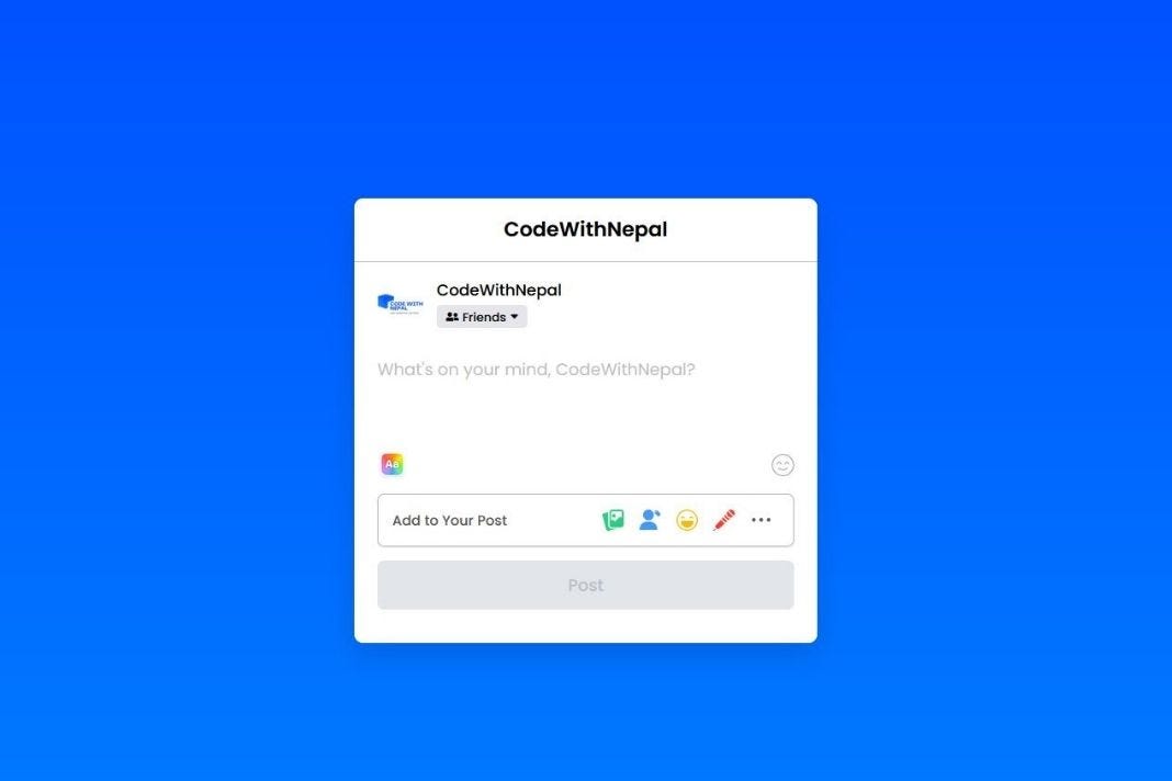 How To Create Facebook Post Box Clone Using HTML & CSS. | by ...