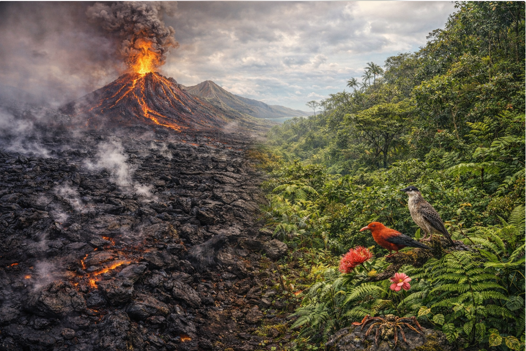 From barren lava fields to thriving ecosystems — life around Hawaii’s volcanoes tells a story of resilience and adaptation.