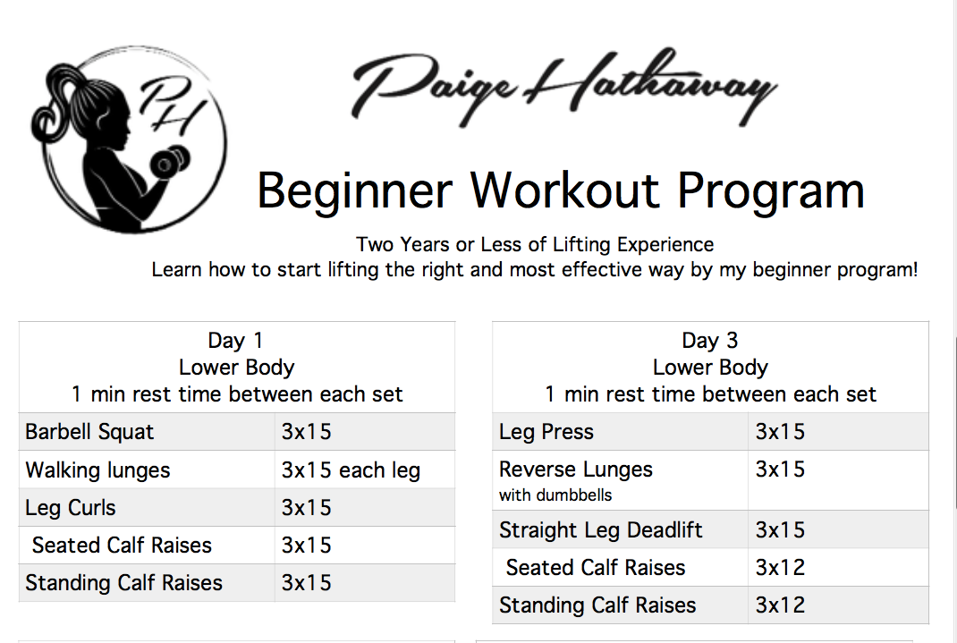 Leg Workout Chart For Women