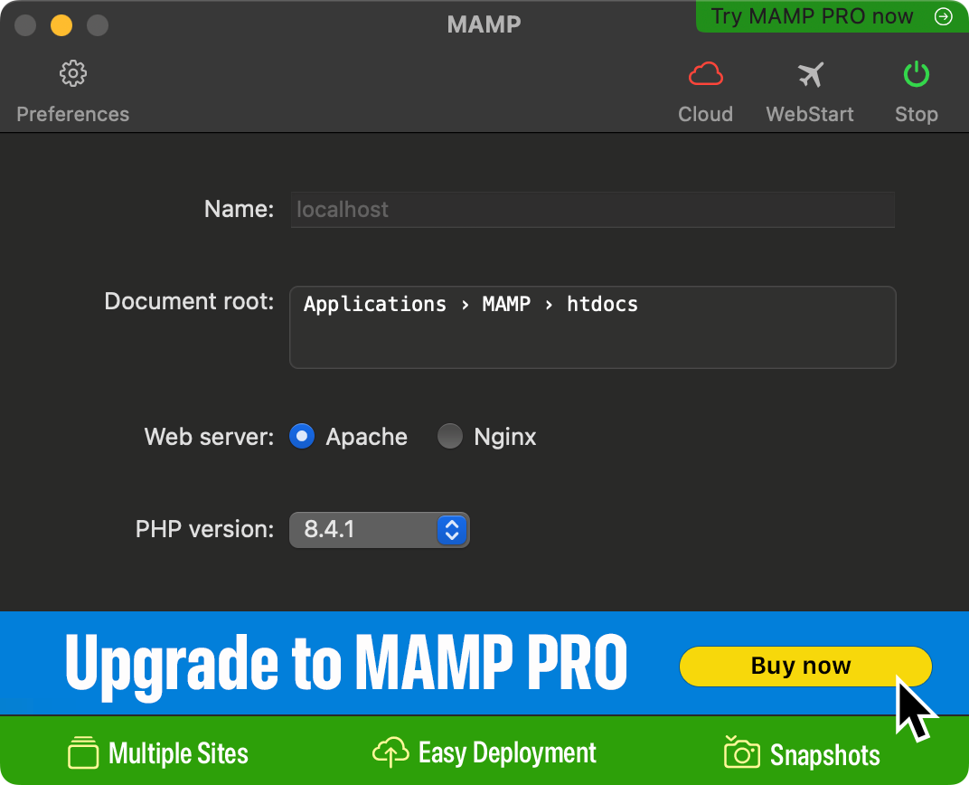 MAMP Preferences