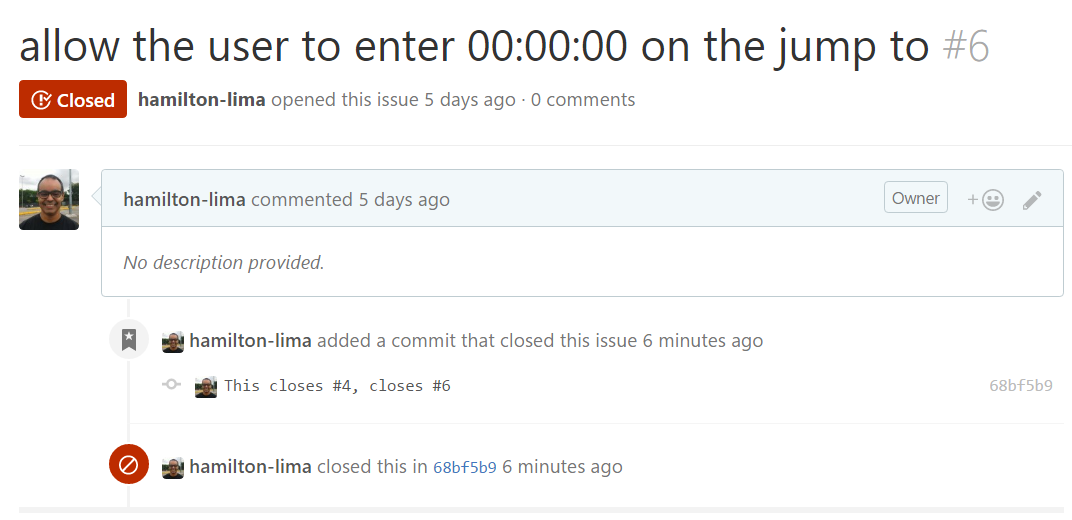Closing github issues on commit. There is no better place to keep track ...