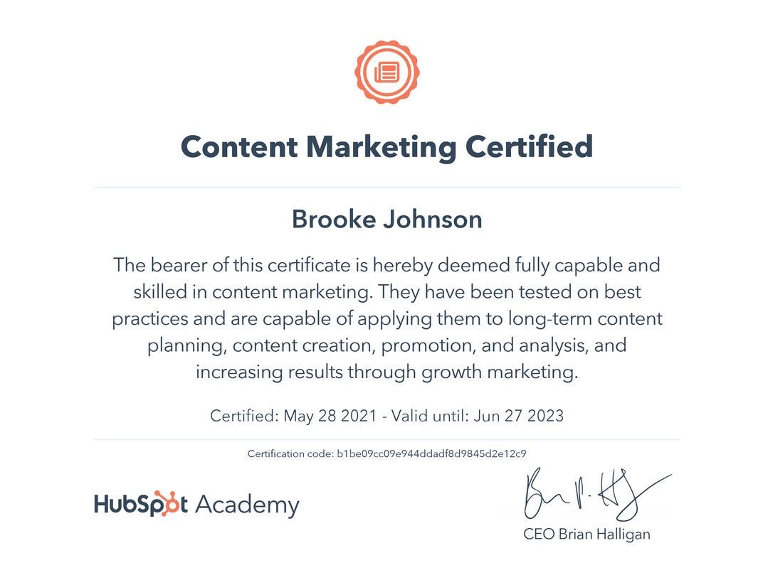HubSpot Content Marketing Certification Review by Brooke Johnson Medium