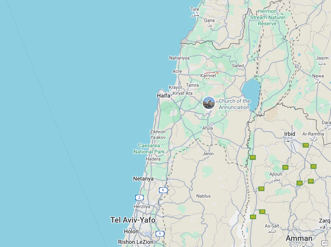 Left: Progression of Palestinian loss of land from 1946 to 2012, Right: Karmiel location