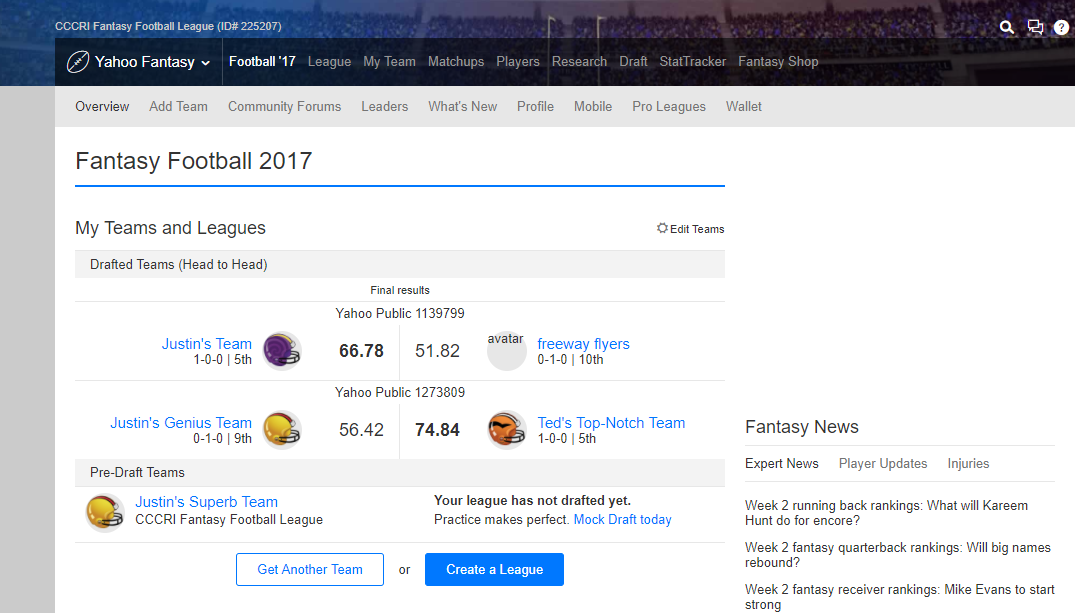 Yahoo fantasy sale football sign in