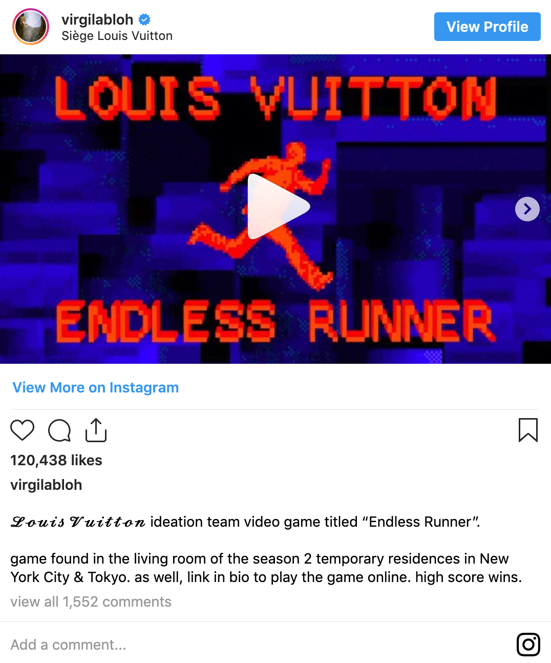 Louis Vuitton 'Endless Runner' Video Game