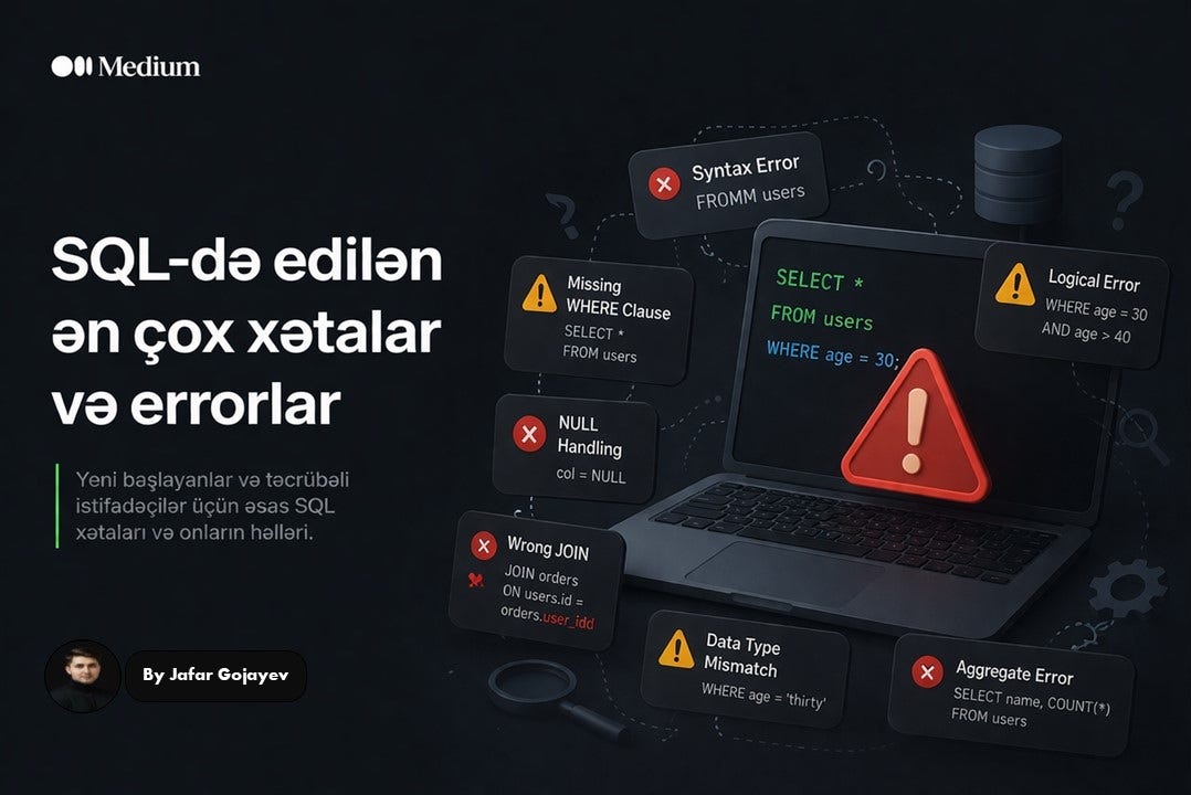 SQL-də Ən Çox Edilən Səhvlər və errorlar // by Jafar Gojayev