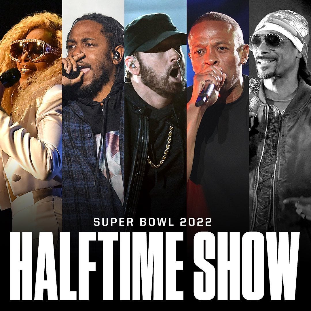 Dr. Dre, Snoop Dogg, Eminem, Mary J. Blige & Kendrick Lamar – Super Bowl  LVI Halftime Show