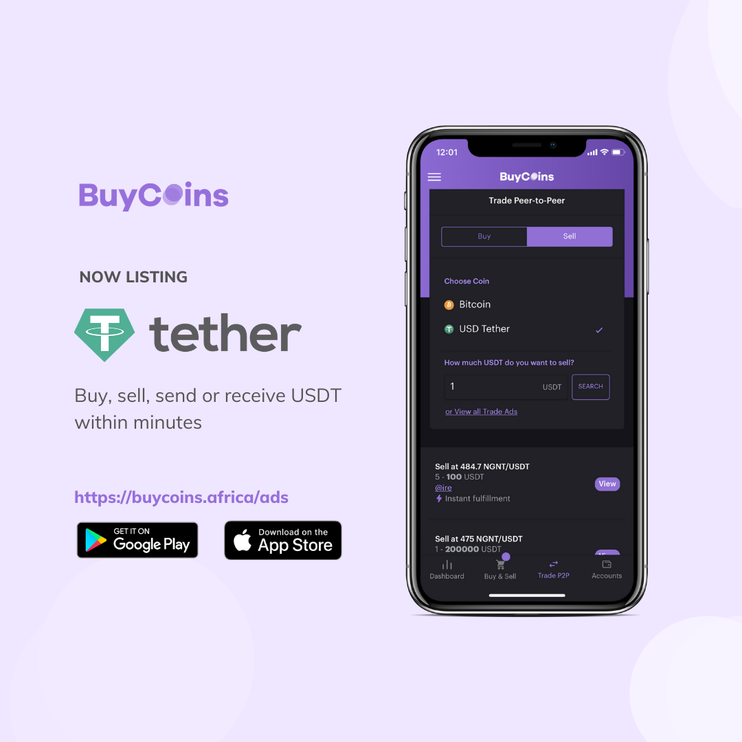 Trading USDT PeertoPeer — Now Available on BuyCoins! Helicarrier