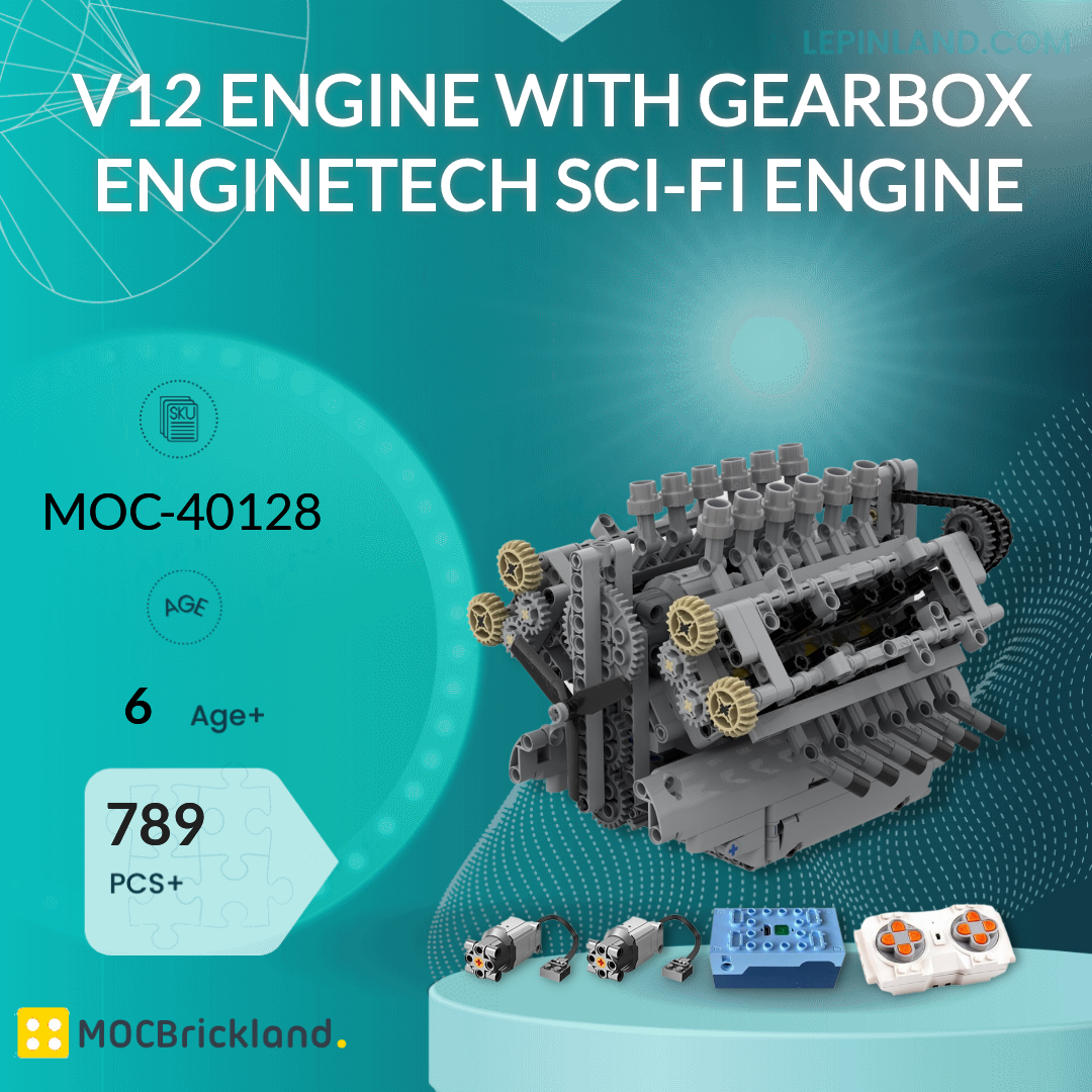 Technician MOCBRICKLAND 40128 V12 Engine With Gearbox SciFi