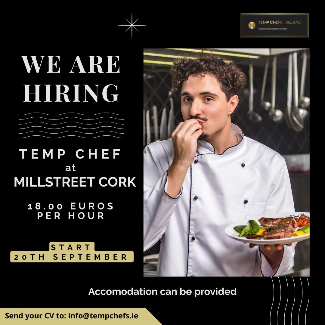 What are the activities performed in a temporary chef agency ireland