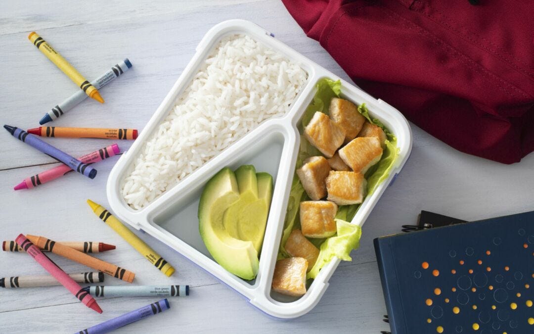 Back-to-School Bento Box with Rice and Veggies