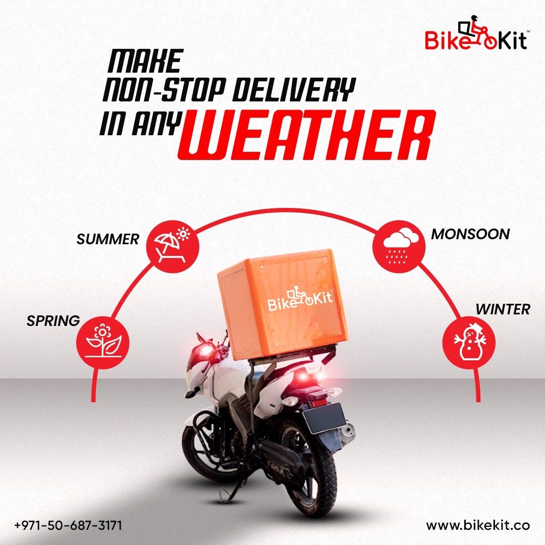 Motorcycle Food Delivery Box Bikekit bike kit Medium