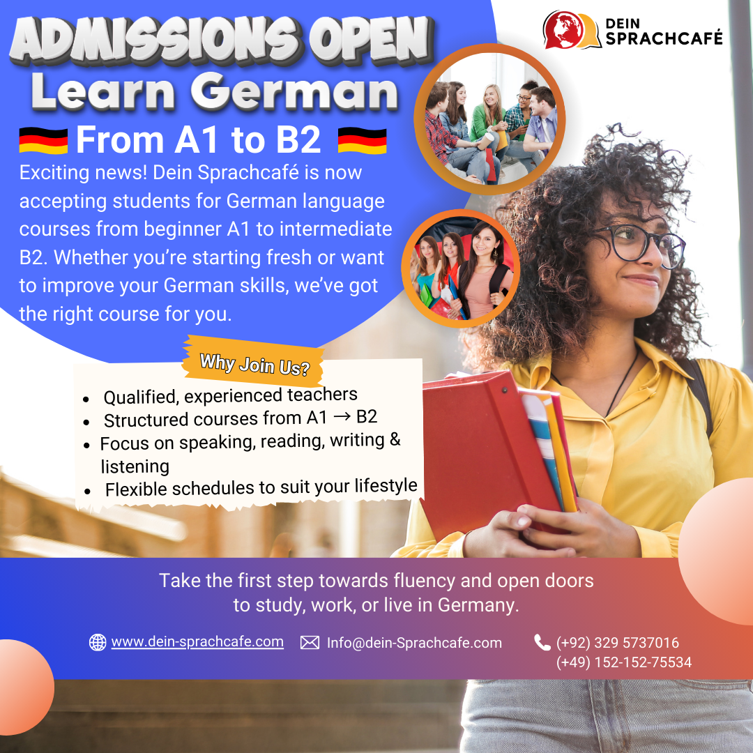 Admissions Open for German A1 to B2 Courses at Dein Sprachcafé