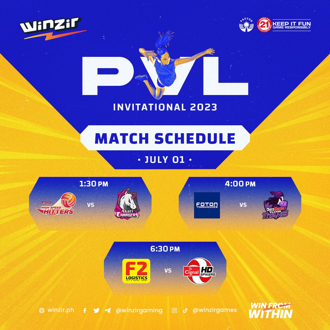 PVL Invitational Match Schedule July 1 - WinZir Official