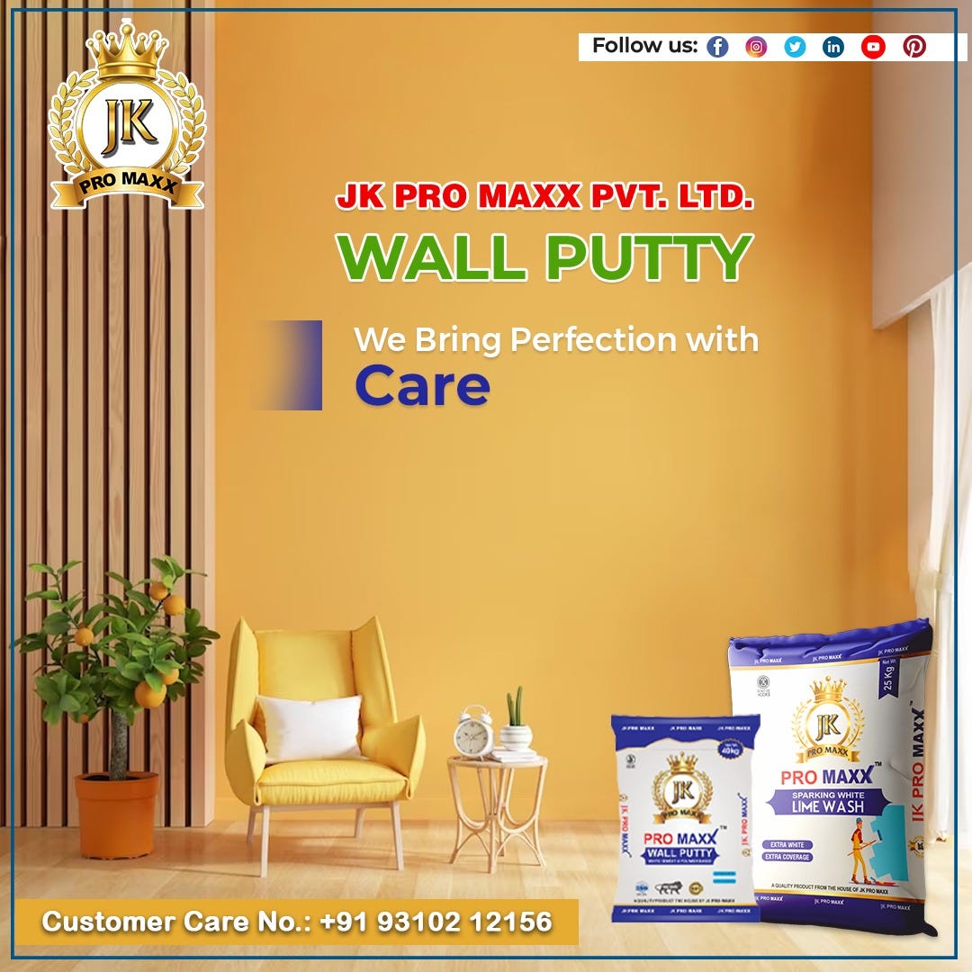 JK Promaxx wall putty is a waterresistant white polymerbased putty