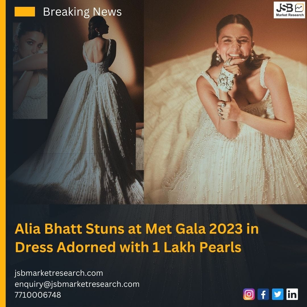 Alia Bhatt Debuts at Met Gala 2023 Donning a White Bridal Dress Shimmering  in 1 Lakh Pearls, by Jsbmarketresearch