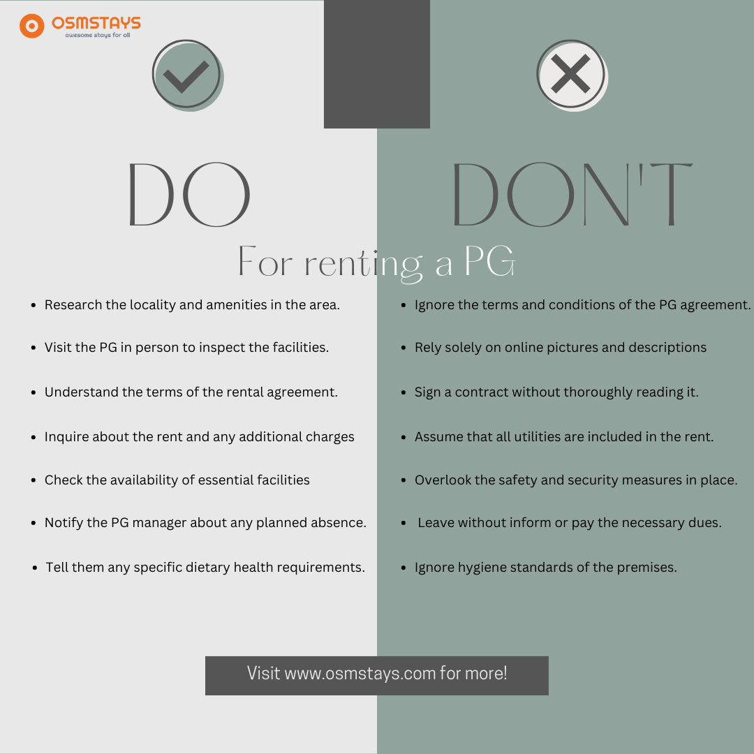 Do’s and Don’t for renting a PG Info Osmstays Medium