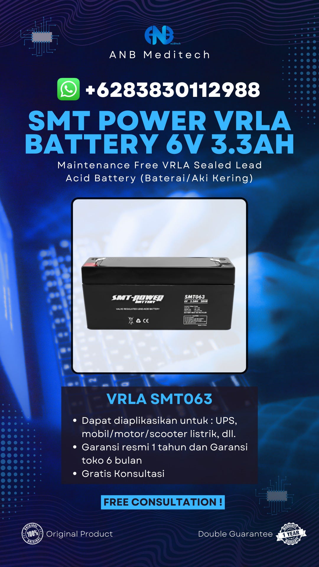 Distributor Aki Baterai VRLA UPS di Sukolilo Surabaya, CALL