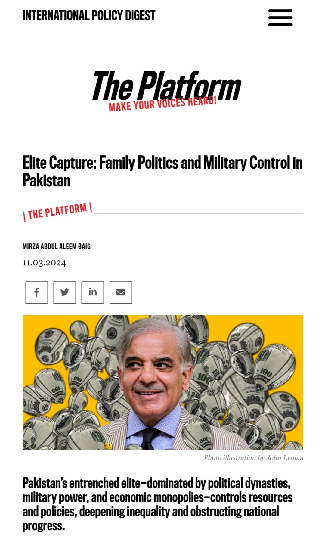 Elite Capture: Family Politics and Military Control in Pakistan