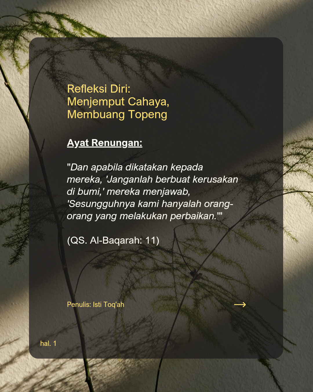 Refleksi Diri: Menyambut Cahaya, Membuang Topeng 💛🌻✨