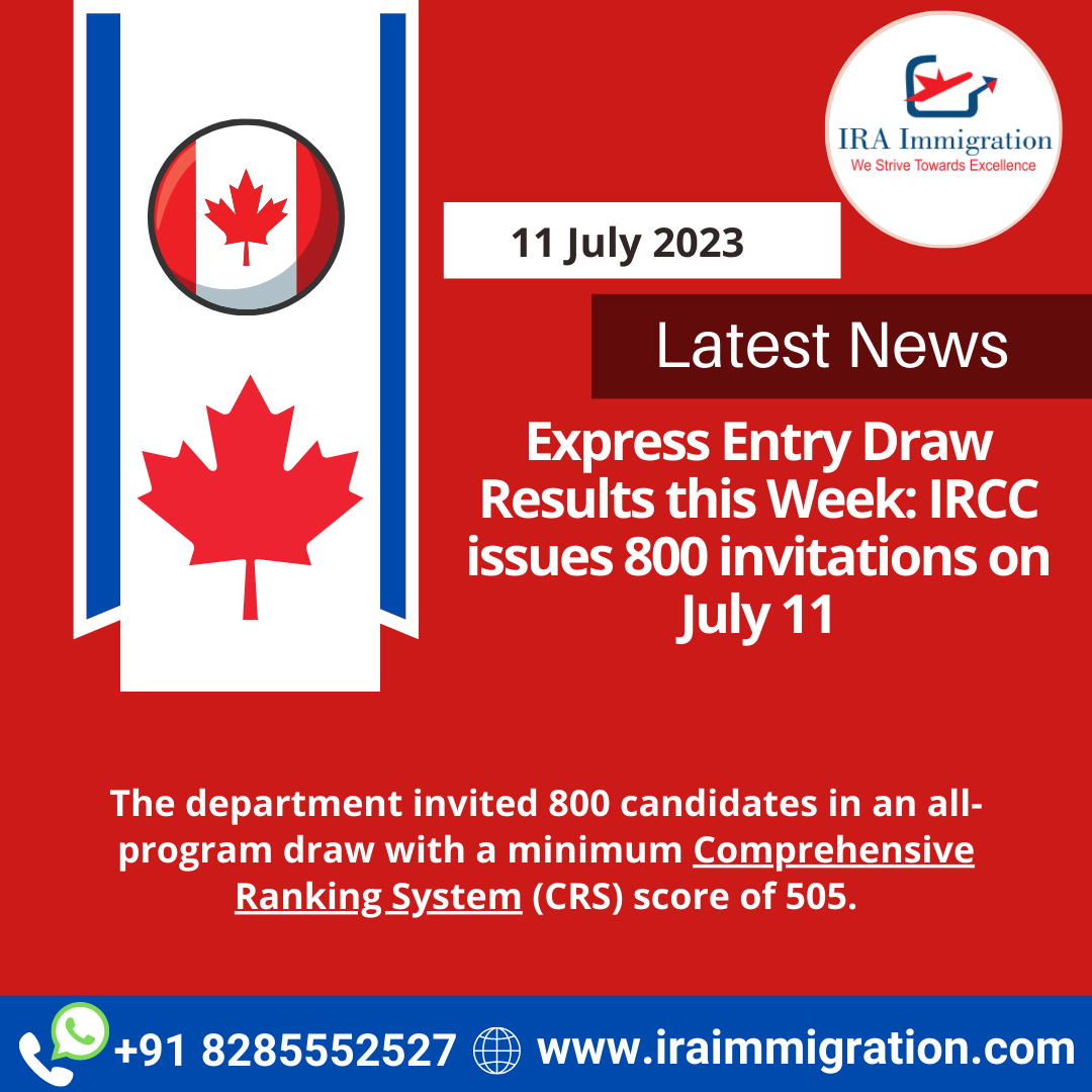 Express Entry Draw Results this Week IRCC issues 800 invitations on