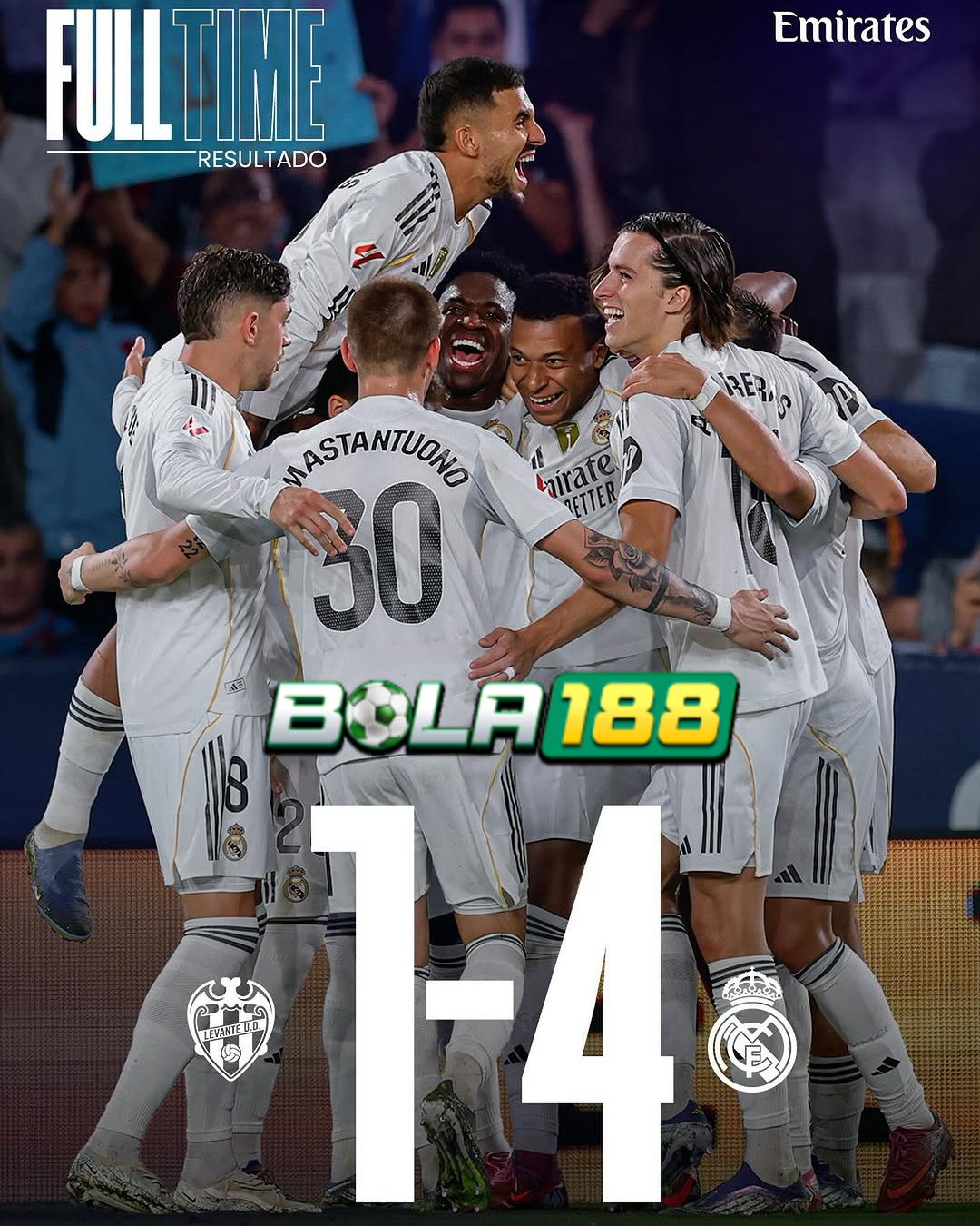 Real Madrid Terus Tancap Gas: Menang 4–1 di Markas Levante