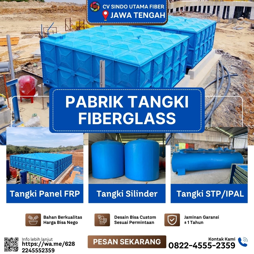 HP/WA 0822–4555–2359, TERMURAH! Pabrik Tangki Fiberglass FRP MBG 3000 Liter Sragen Jawa Tengah