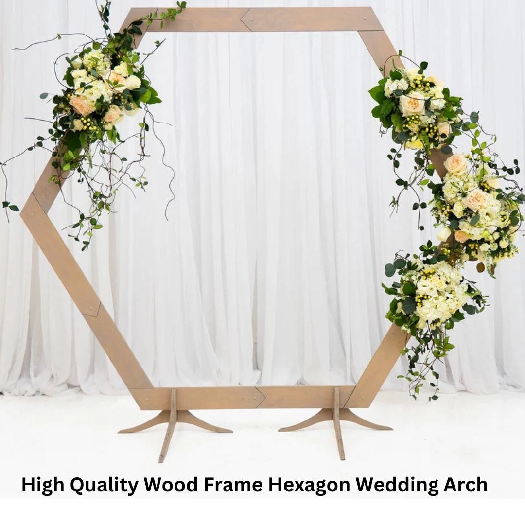 Rustic Wood Hexagon Wedding Frame — Handmade with Solid Construction