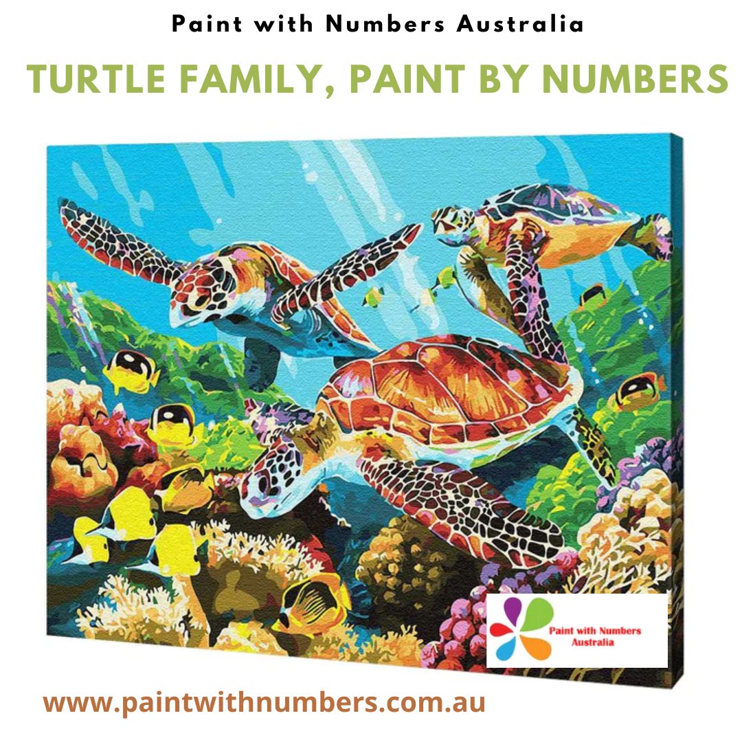 Turtle Family, Paint By Numbers - Paint by Numbers Australia - Medium