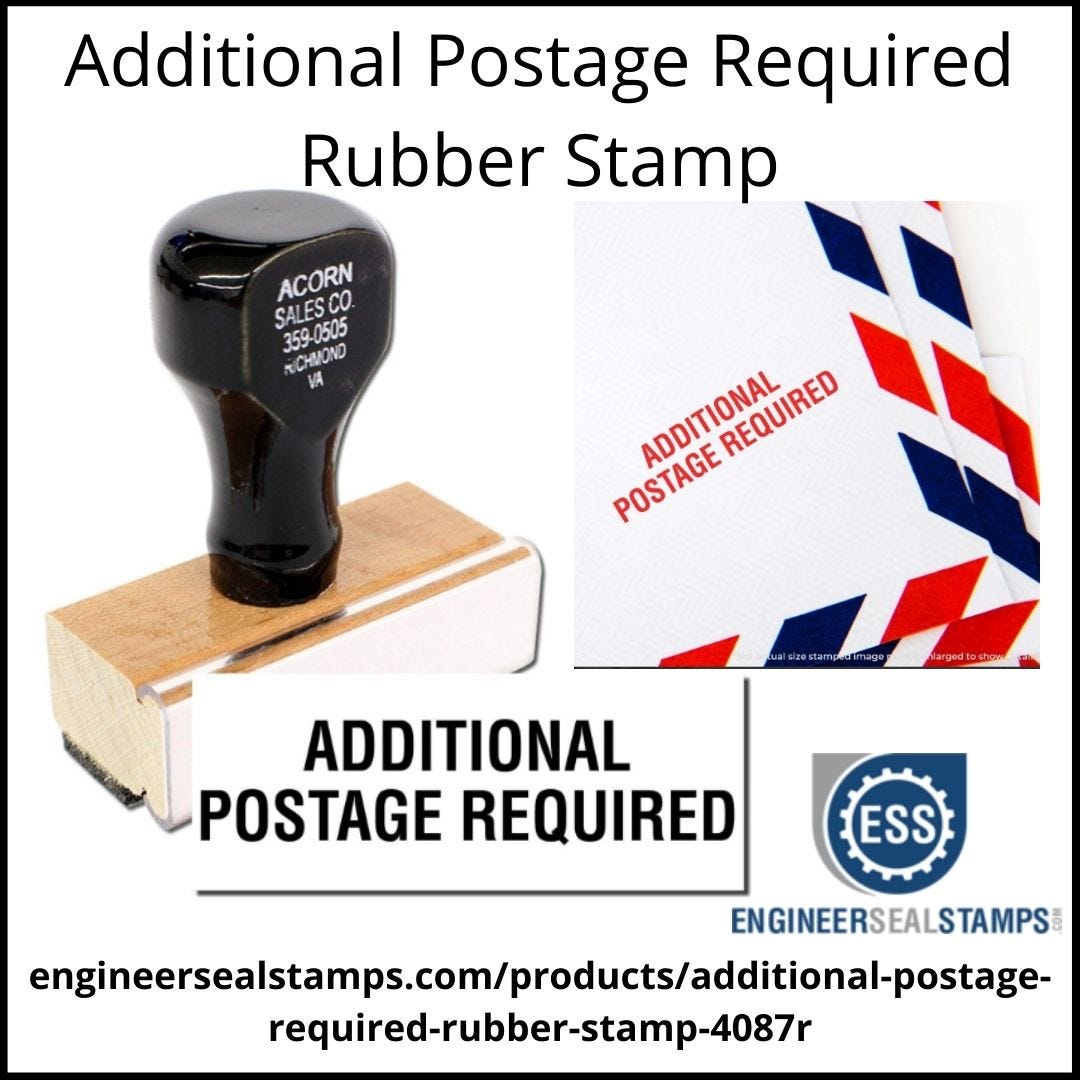 Additional Postage Required Rubber Stamp Engineer Seal Stamps Medium