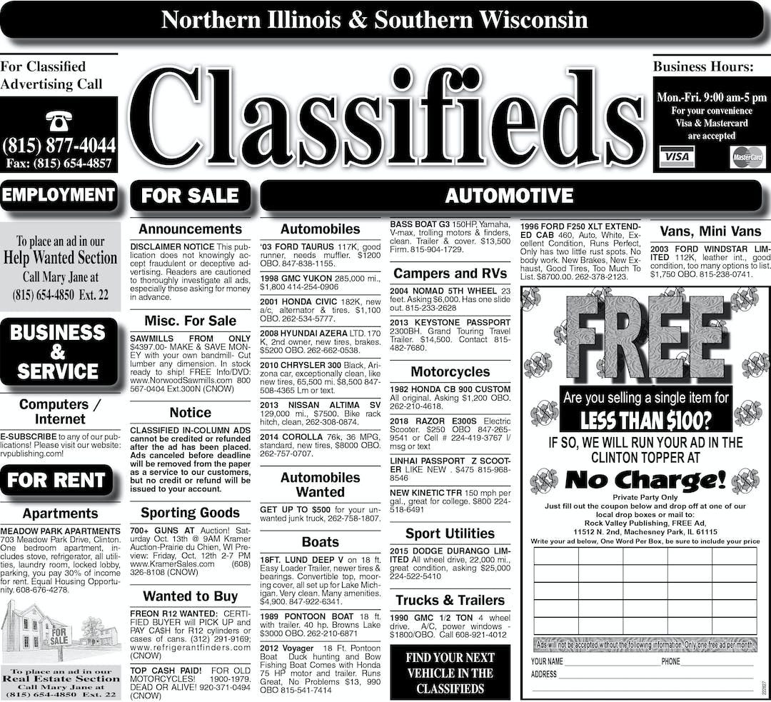 What is classified ads section in newspaper?