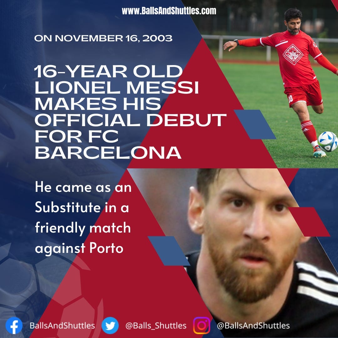 OFFICIAL DEBUT OF LIONEL MESSI FOR FC BARCELONA - BallsAndShuttles - Medium