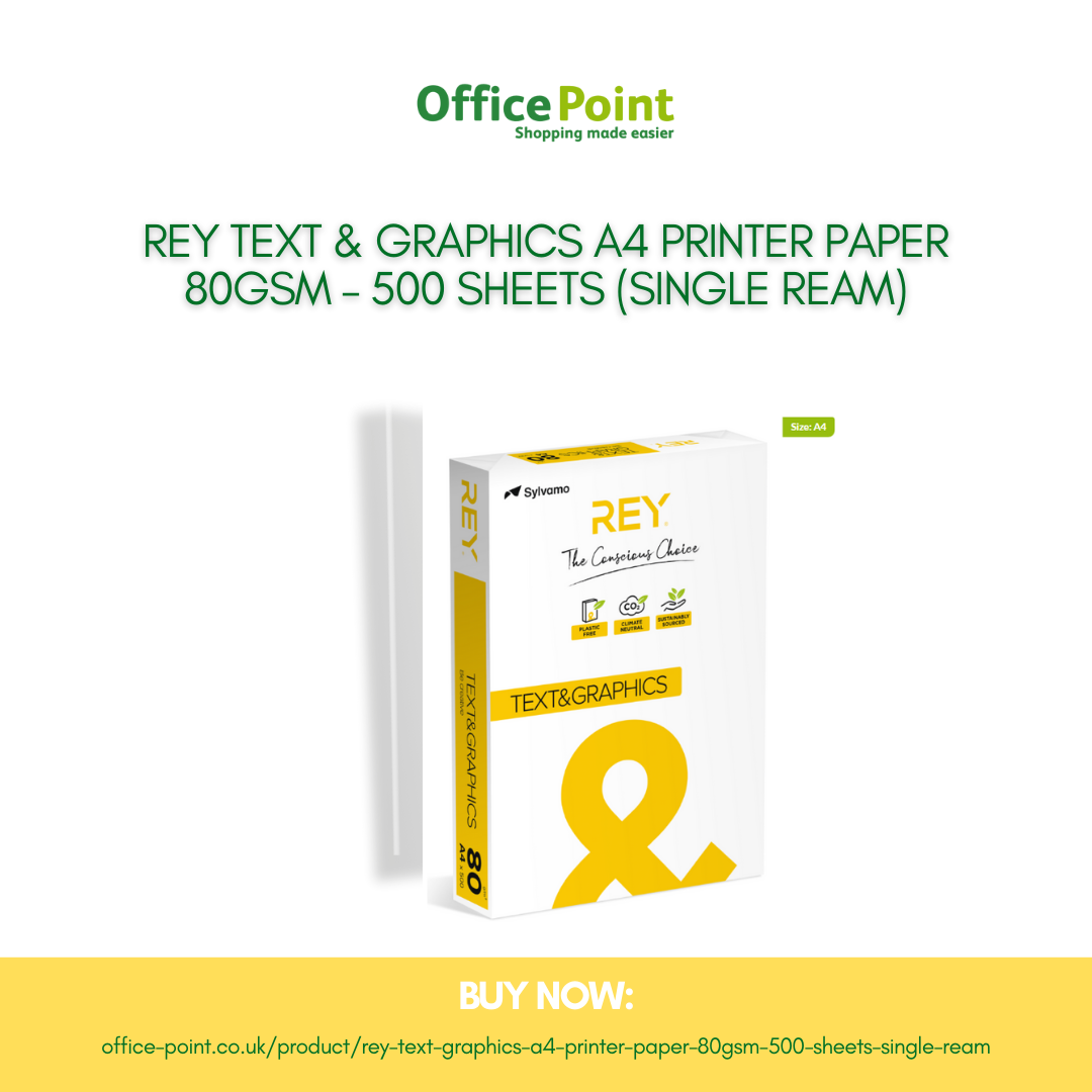 Rey Text & Graphics A4 Printer Paper 80gsm — 500 Sheets (Single Ream)