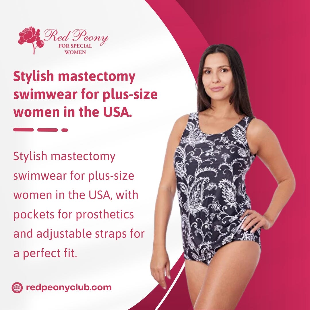 Stylish mastectomy swimwear for plus-size women in the USA - Red Peony ...