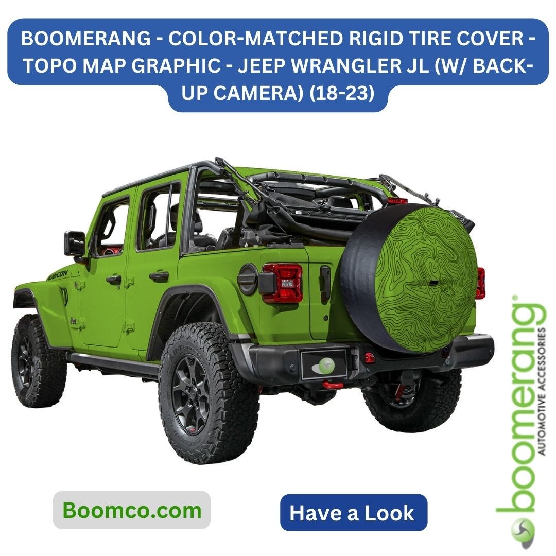 Topo Map Graphic Jeep Wrangler Spare Tire Cover with Camera Hole -  Boomerang - Medium