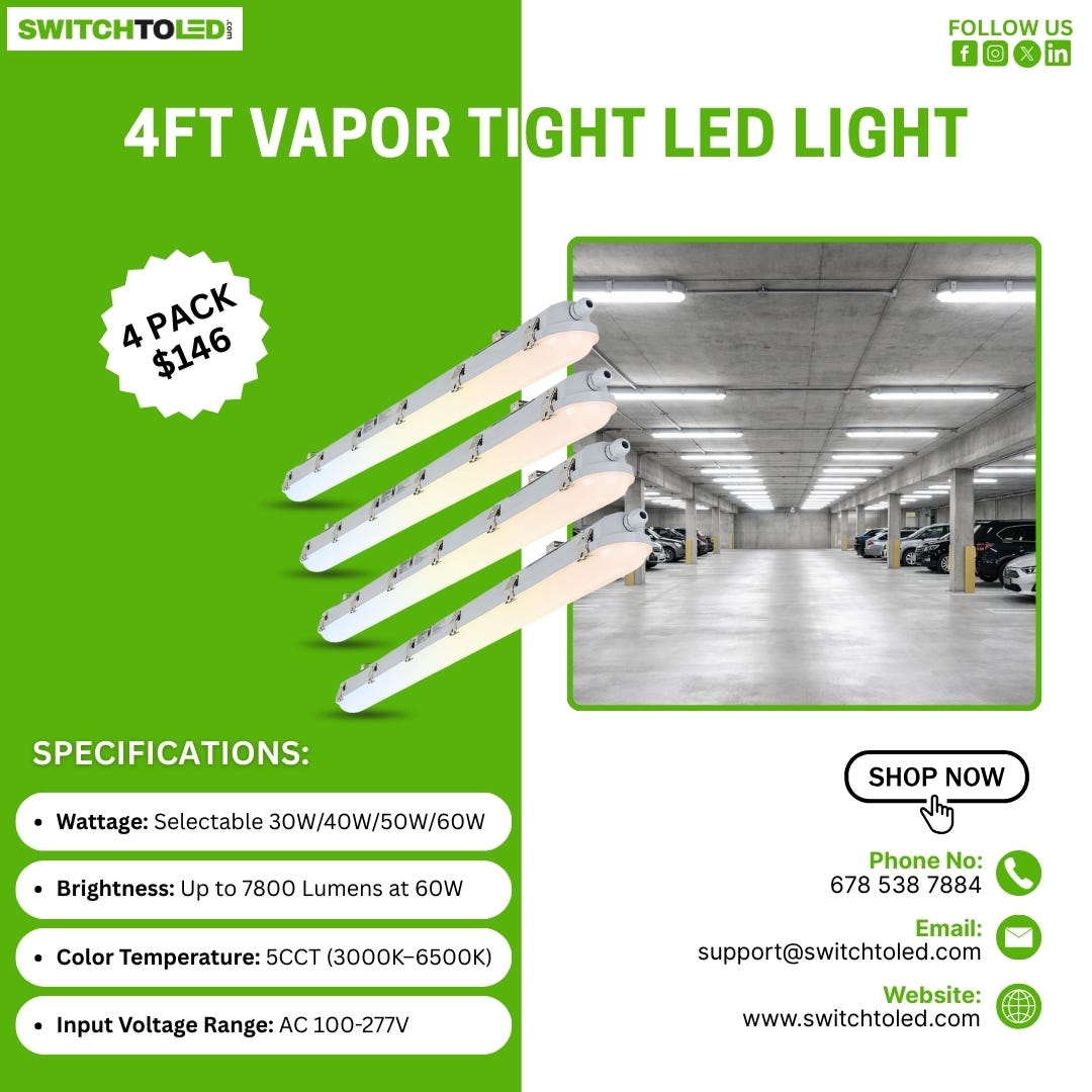 Why 4FT LED Vapor Tight Lights Are Ideal for Harsh Commercial Environments