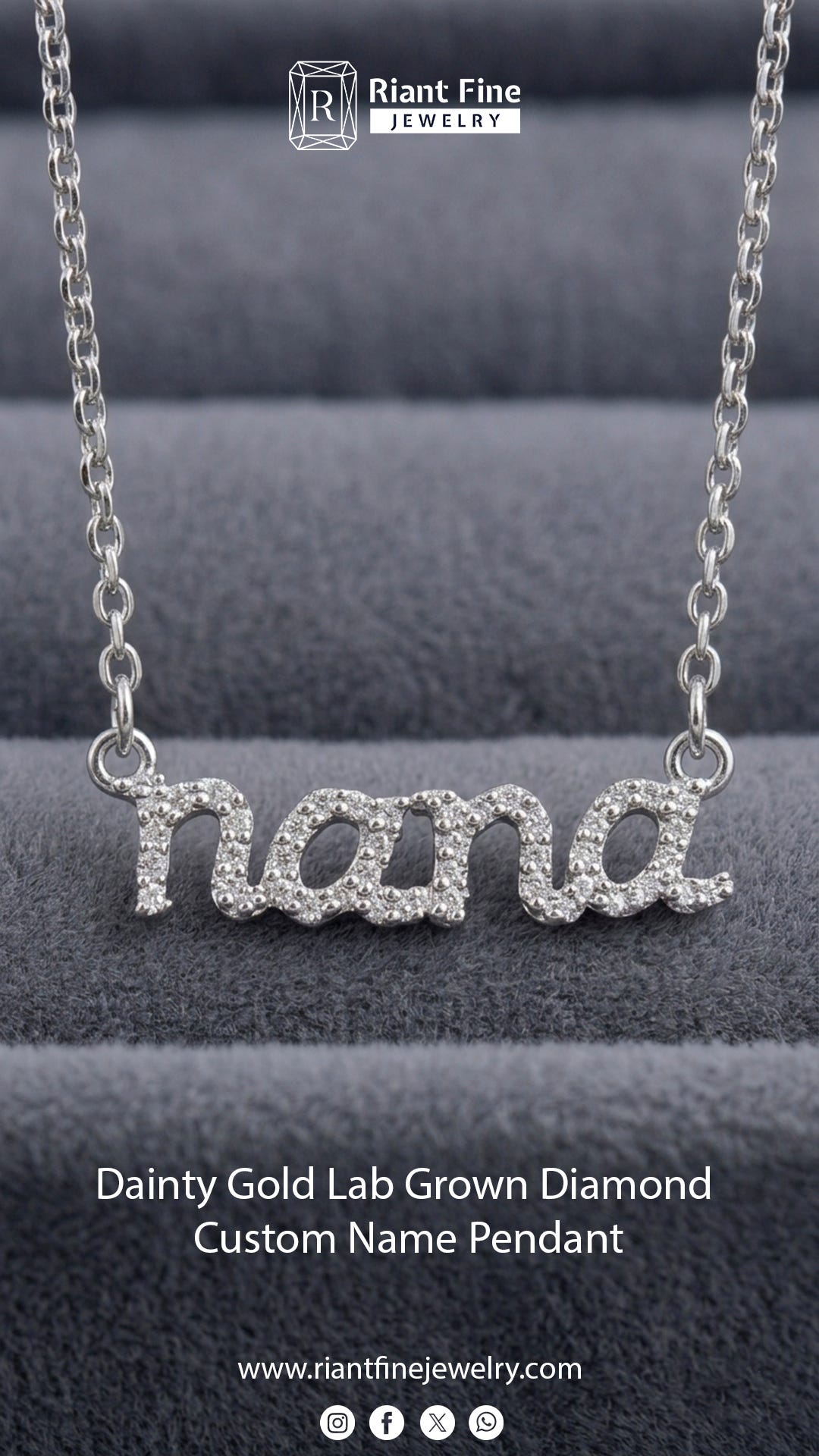 Dainty Gold Lab Grown Diamond Custom Name Pendant | Personalized Gold Name Necklace
