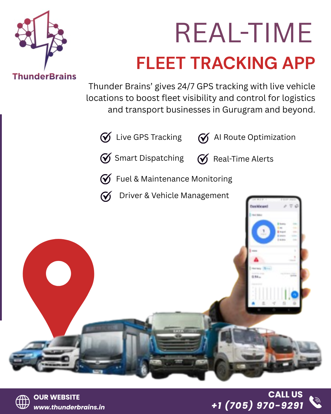 Real-Time Fleet Tracking App & Services in Gurugram | Thunder Brains