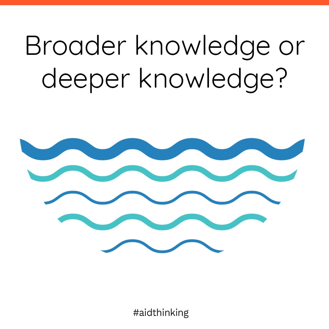 Knowledge — Broader or Deeper?. An old saying reads thus “The one