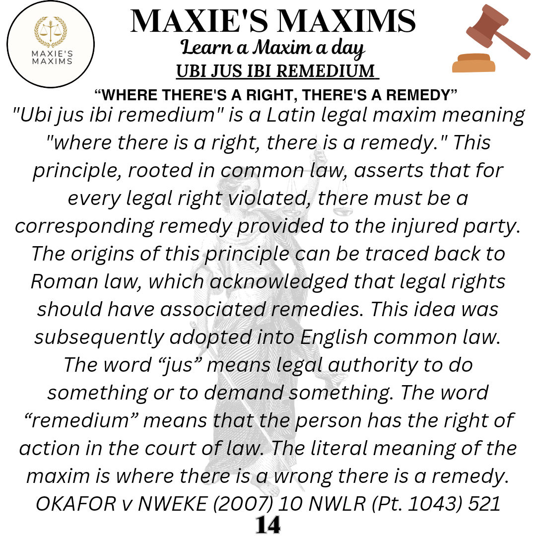 [14.0]: UBI JUS IBI REMEDIUM. 