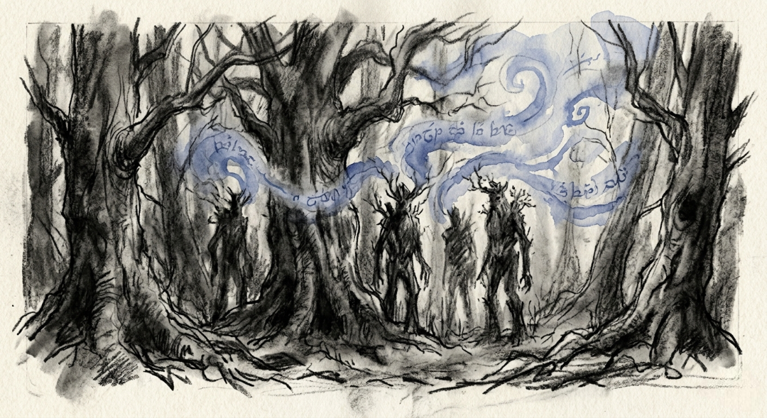 “In the deep, ancient quiet of Fangorn, words are not spoken; they are grown, uncurling like smoke from the roots of memory.” Art Sketch by Misselbereth
