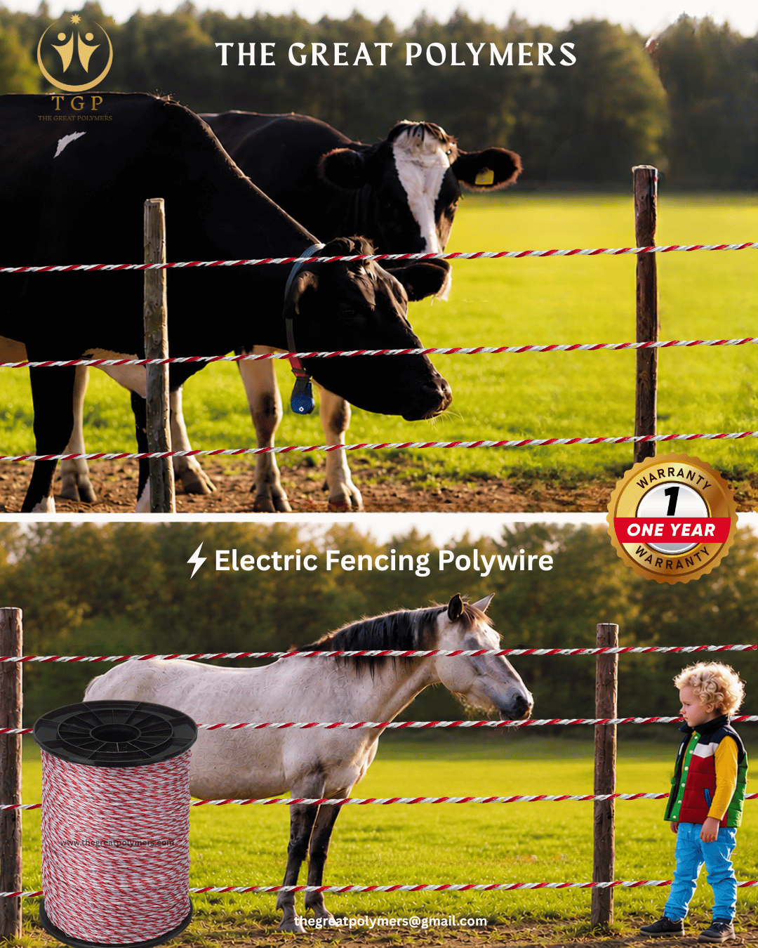 High-Tensile Poly Electric Fence Line — Premium Strength for Safe Animal Containment and Long-Term…