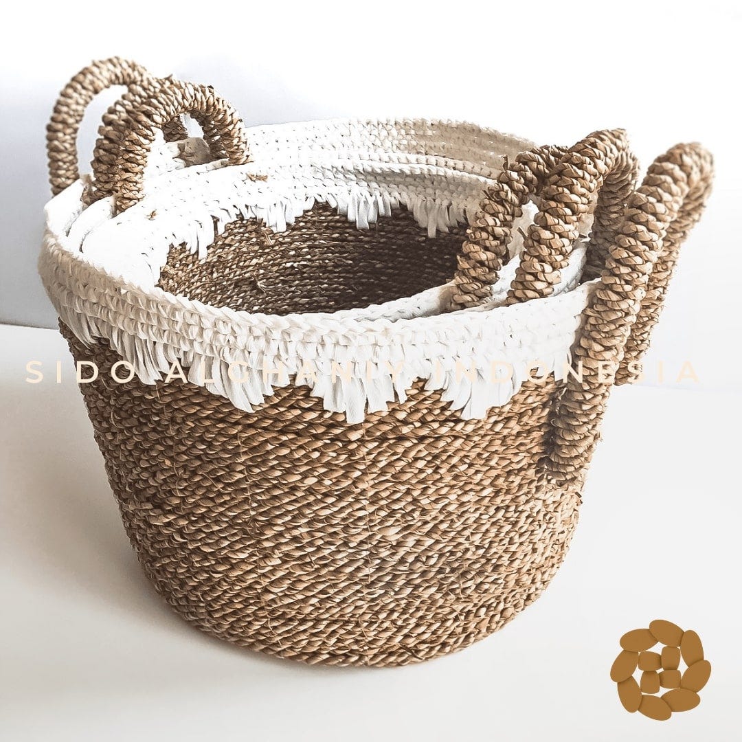 natural and white seagrass laundry basket, seagrass basket smell