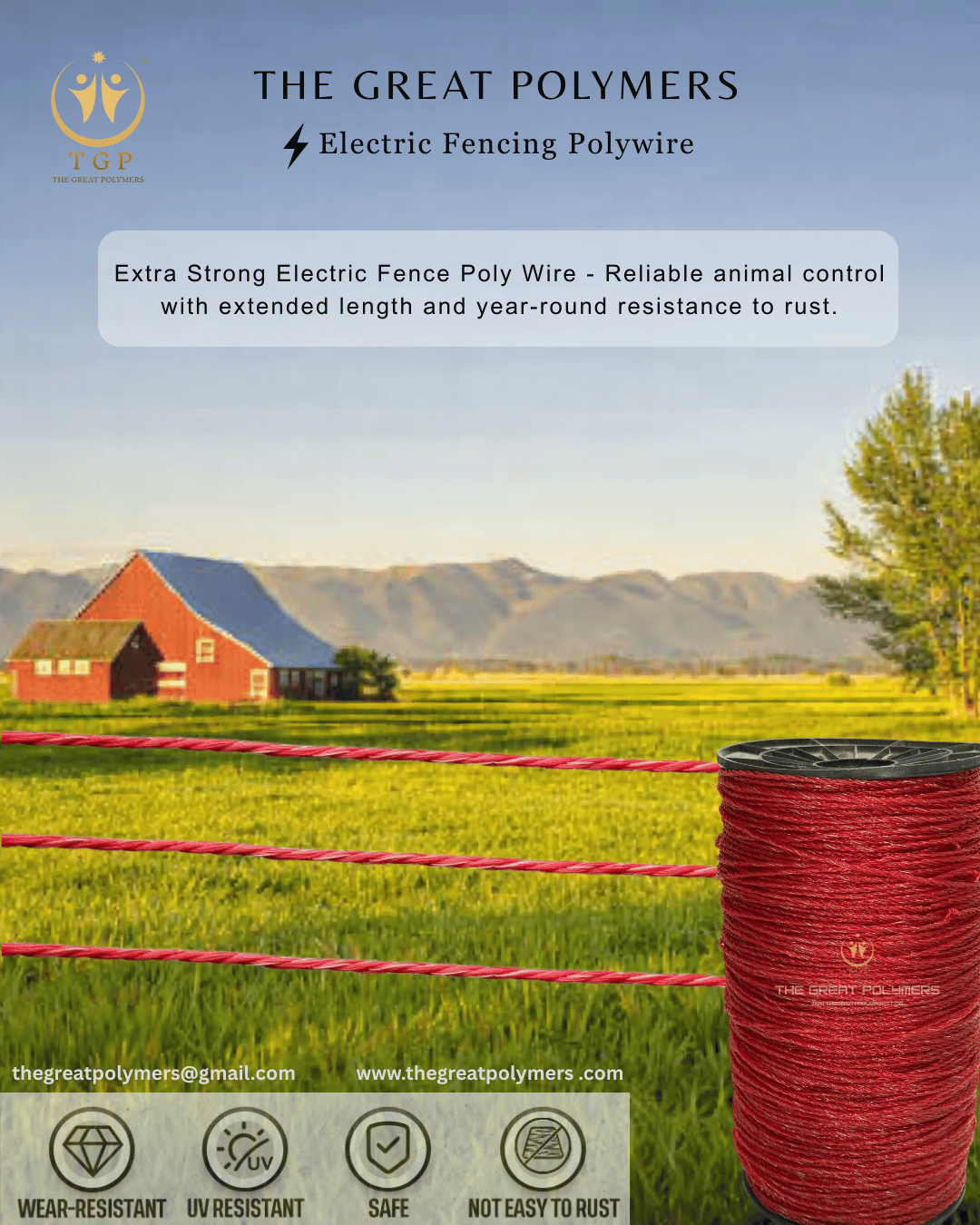 500M High-Conductivity Electric fence Poly wire with Strong Stainless Steel wire construction —…
