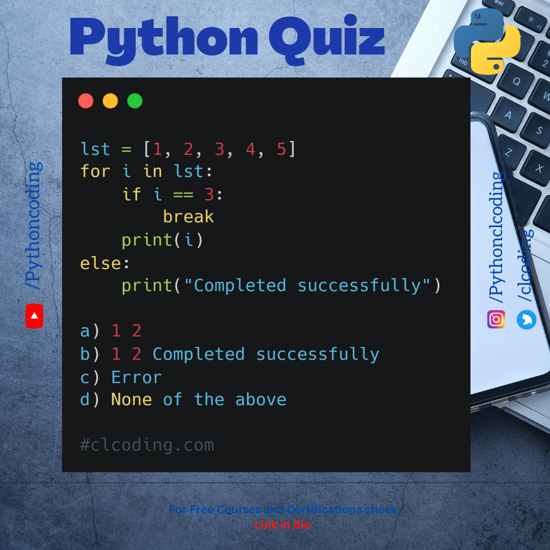 Python Quiz | Day 68 | What is the output of following Python code ...