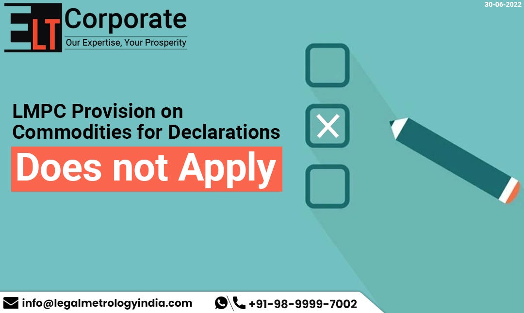 LMPC Provision on Commodities for Declarations Does not Apply ELT