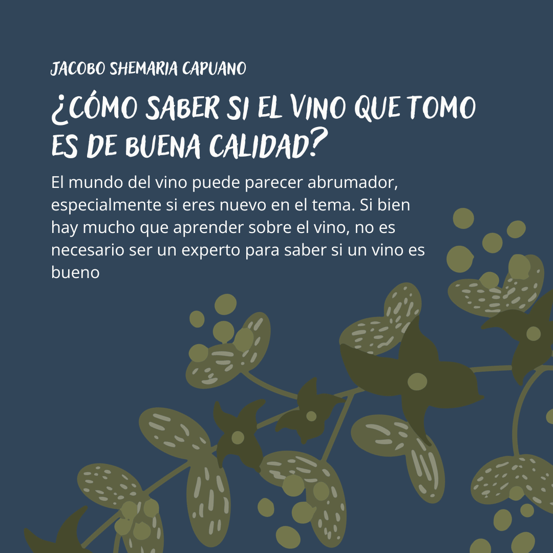 -Jacobo Shemaria Capuano- ¿Cómo saber si el vino que tomo es de buena calidad?